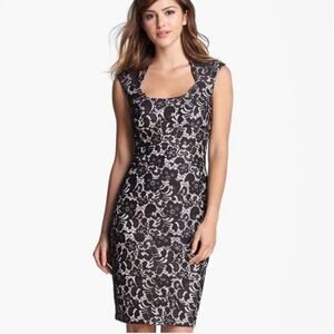 Jax Black Lace And Blush Lined Scoop Neck Dress